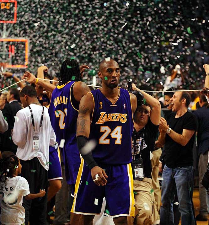 Kobe Bryant walking off the court after a championship game